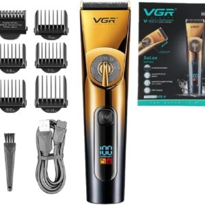 Професионална водоустойчива машинка за подстригване VGR V-663 с LED дисплей и прецизна настройка
