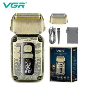 Професионална електрическа фолийна самобръсначка VGR V-337 с LCD дисплей, регулируеми обороти и ретро метален корпус