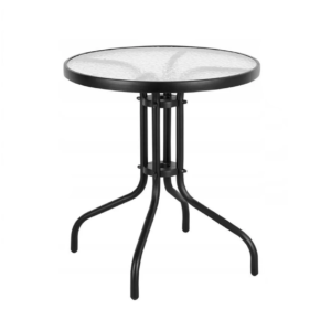 Кръгла градинска маса със стъклен плот